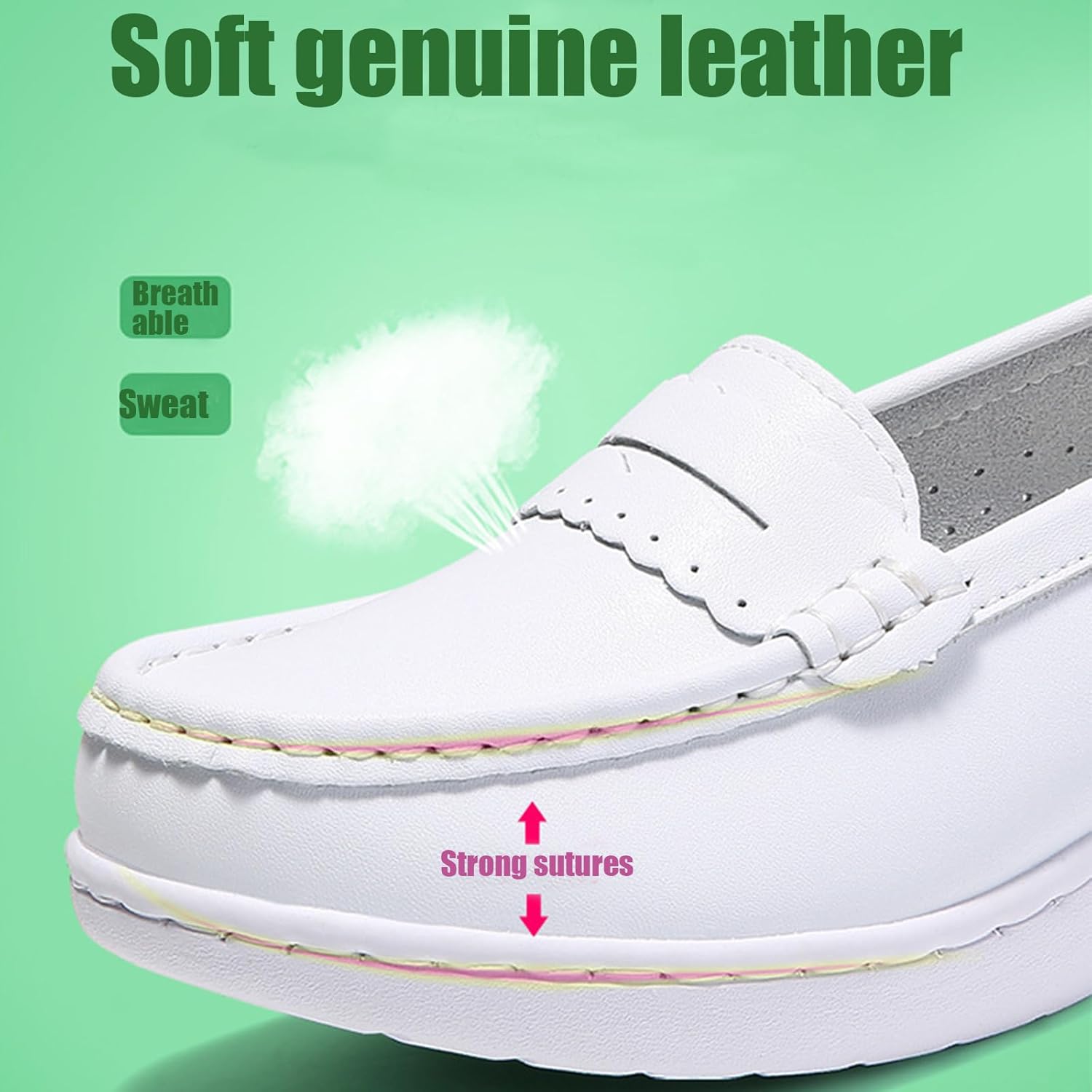 Women's Air-Cushion Orthopedic Slip-On Nurse Shoes Fashion Round-Toe Wedge Heel Thick-Soled Comfortable Arch Support Walking Loafers - Image 5