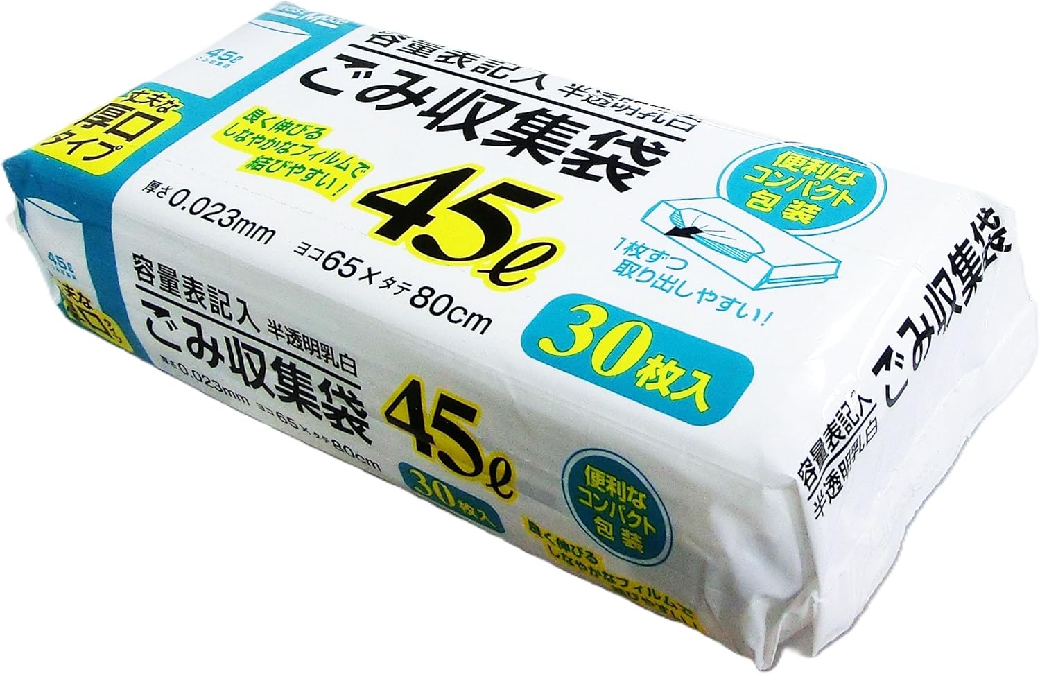 NM-Y43 Capacity Notation Milky White Garbage Bag 45L30P