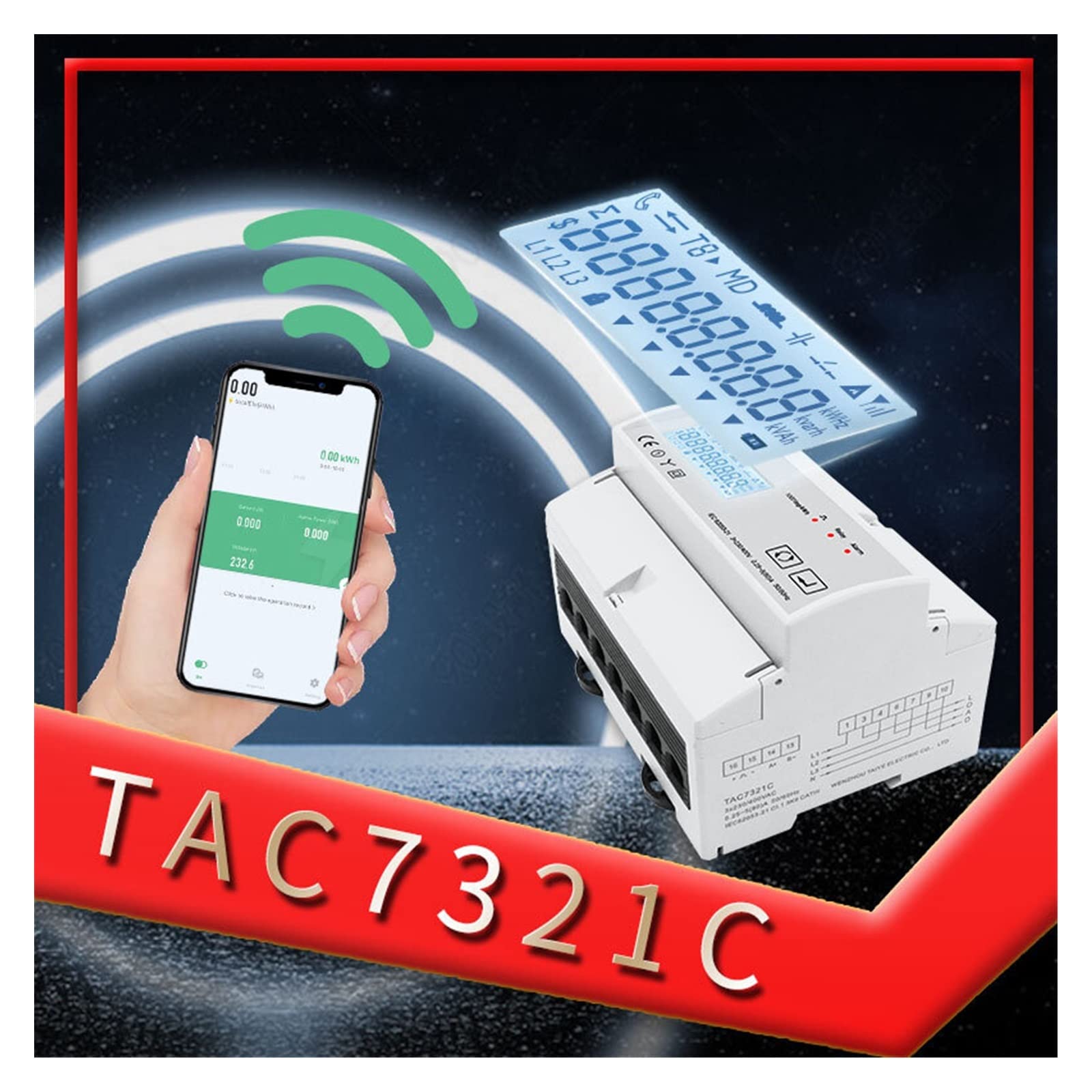 Contatore elettrico digitale, Smart Life TUYA Contatore di energia trifase 3 * 230V 50/60Hz Timer Misuratore di potenza TAC7321C Monitora e registra il consumo energetico