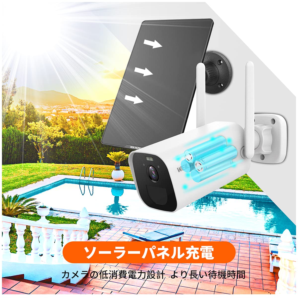 Amazon.co.jp: (ソーラーパネル充電・完全無線) 防犯ソーラーカメラ  