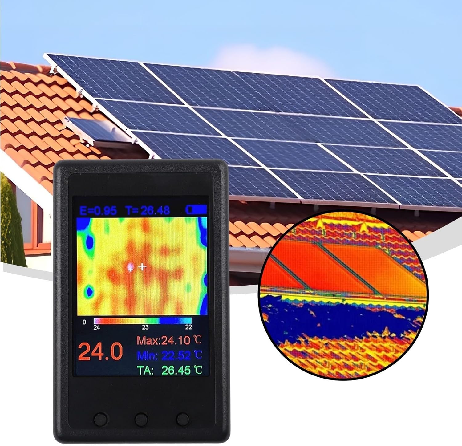 Handheld Thermal Imager 2.4 Inch LCD Infrared Camera with -40°C to +300°C Range, MLX90640 Sensor, for PCB Component Heat Detection, Automotive and Electrical Switch