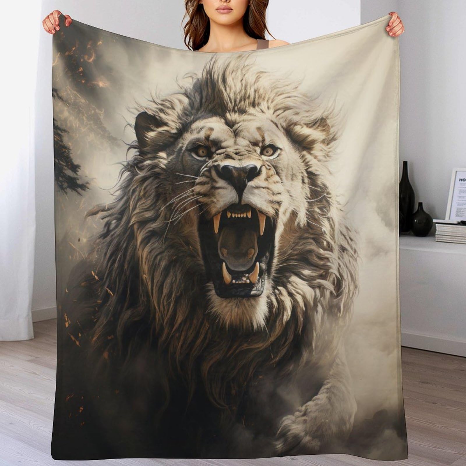 Couvertures en lion flannel et plaid douillet 180x200
