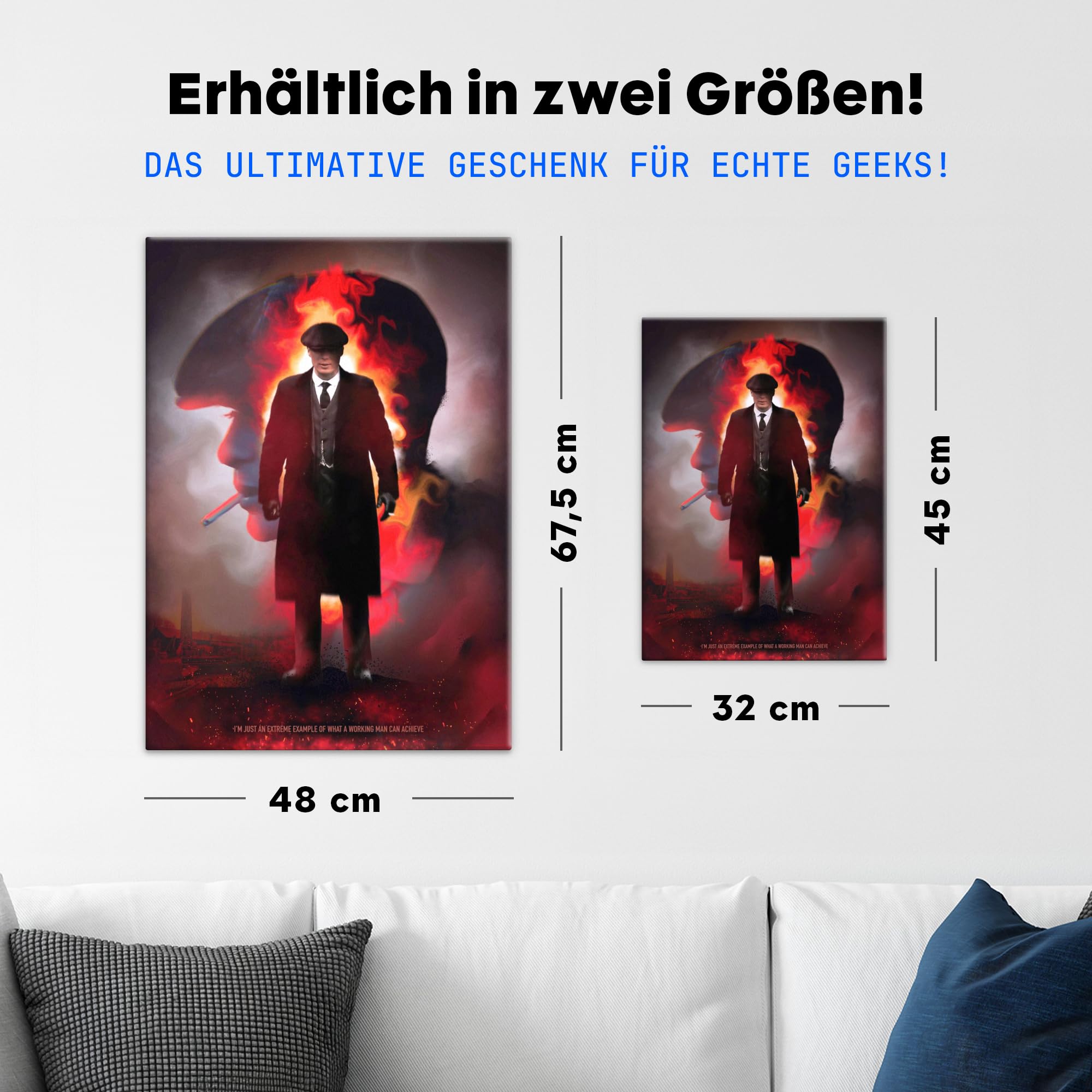 Displate Metall poster Peaky Blinders Thomas Shelby Working Man Größe L | Moderne Bilder Wohnzimmer, Wandbilder für Schlafzimmer. Wanddeko & Geschenk. Wandkunst mit Magnet-Befestigung, ohne Bohren.