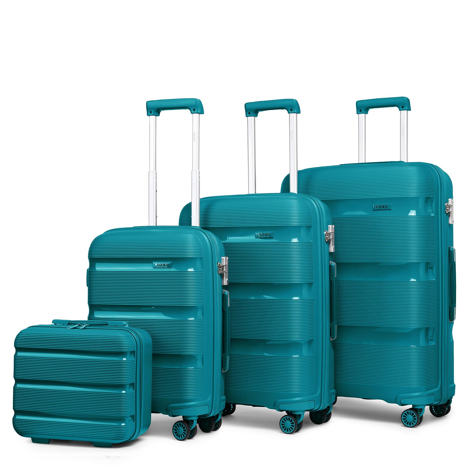 Kono Luggage Set Hard Shell Travel Trolley 4 Spinner Wheels Lightweight Polypropylene Carry On Suitcase with TSA Lock