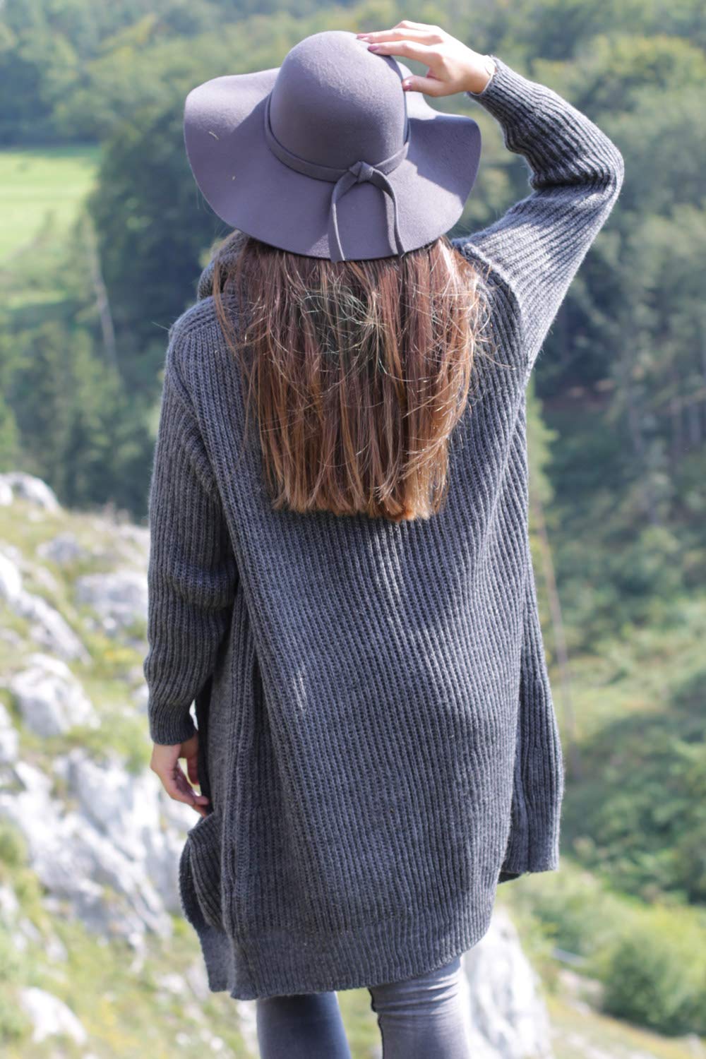 styleBREAKER Cardigan Lungo Donna in Maglia Grossa