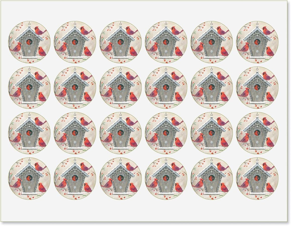 Colorful Images Cardinal Winter Personalized Christmas Cards- Set of 24 Cards and Matching Envelope Seals, Card Stock, 5 x 7 Inches