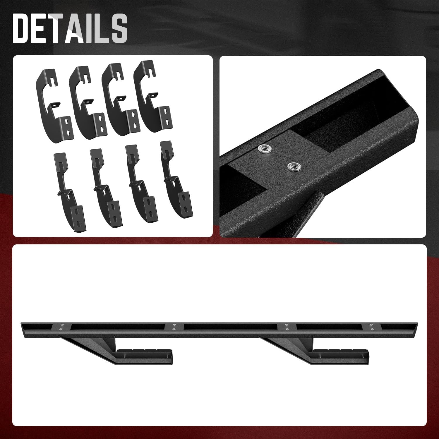 DNA MOTORING 3" Running Boards Compatible with 07-19 Silverado 2500HD 3500HD Crew Cab, Powdercoated Side Step Nerf Bars, STEPB-ZTL-8125