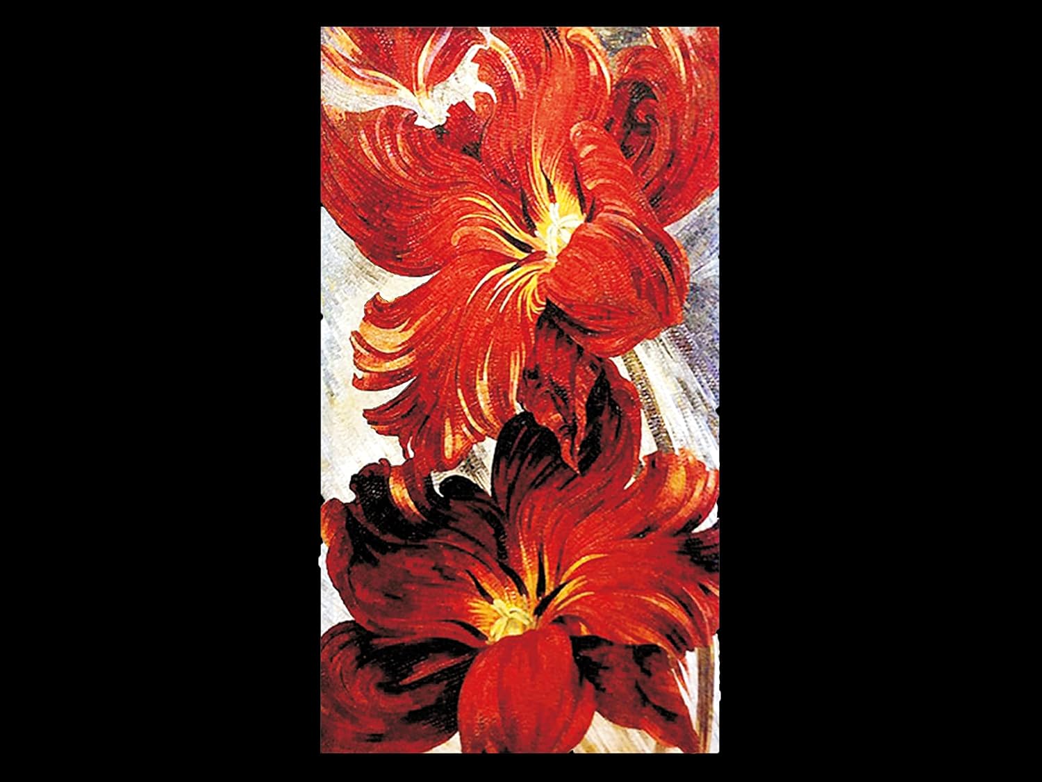 Handmade In Bloom glass Mosaic Wall Art, Floral Tile Mosaic Mural, Hand-Cut Natural Tesserae Botanical Wall Décor