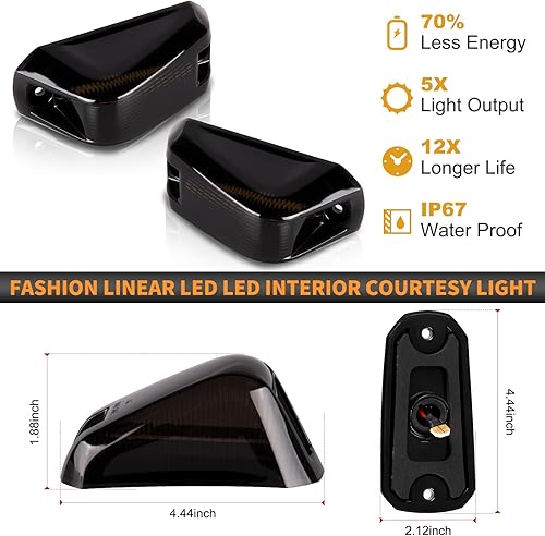 Miniatura 5 de 5 Uds. Luz LED blanca para techo de cabina de techo, luces marcadoras de cabina para Dodge RAM PROMASTER 1500 2500 3500 LED luces de techo con lente