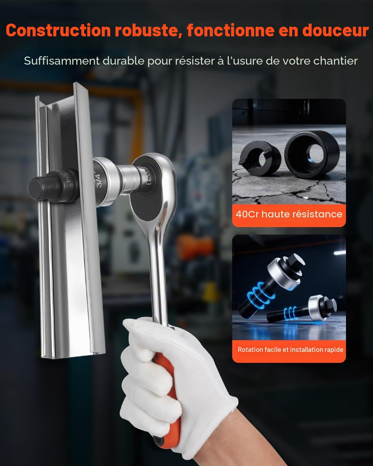 VEVOR Kit de Perforation à Cliquets avec 6 Poinçons 12,7-50,8 mm, Perforatrice Manuelle en Acier 40Cr, Outil de Poinçonnage pour Métal Inox Alu Plastique, Atelier Chantier Installation Électrique