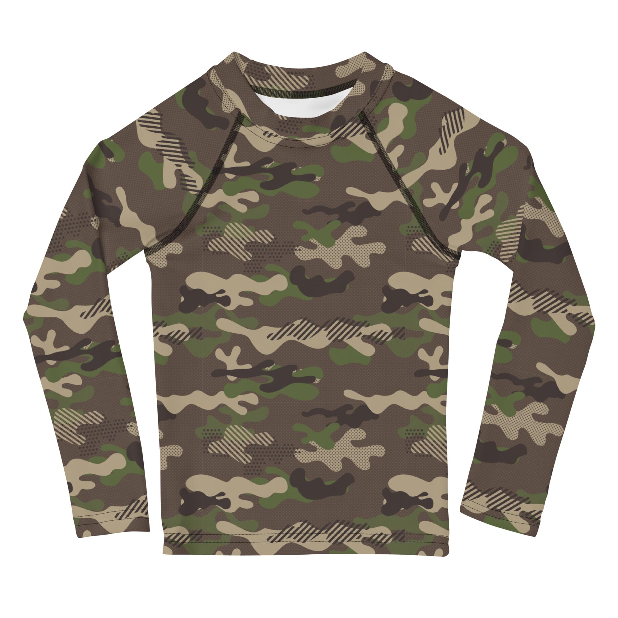 Rashguard Kinder Jungen, Badeshirt, Schwimmshirt, UPF 50+, Green Camouflage, 92-128 cm