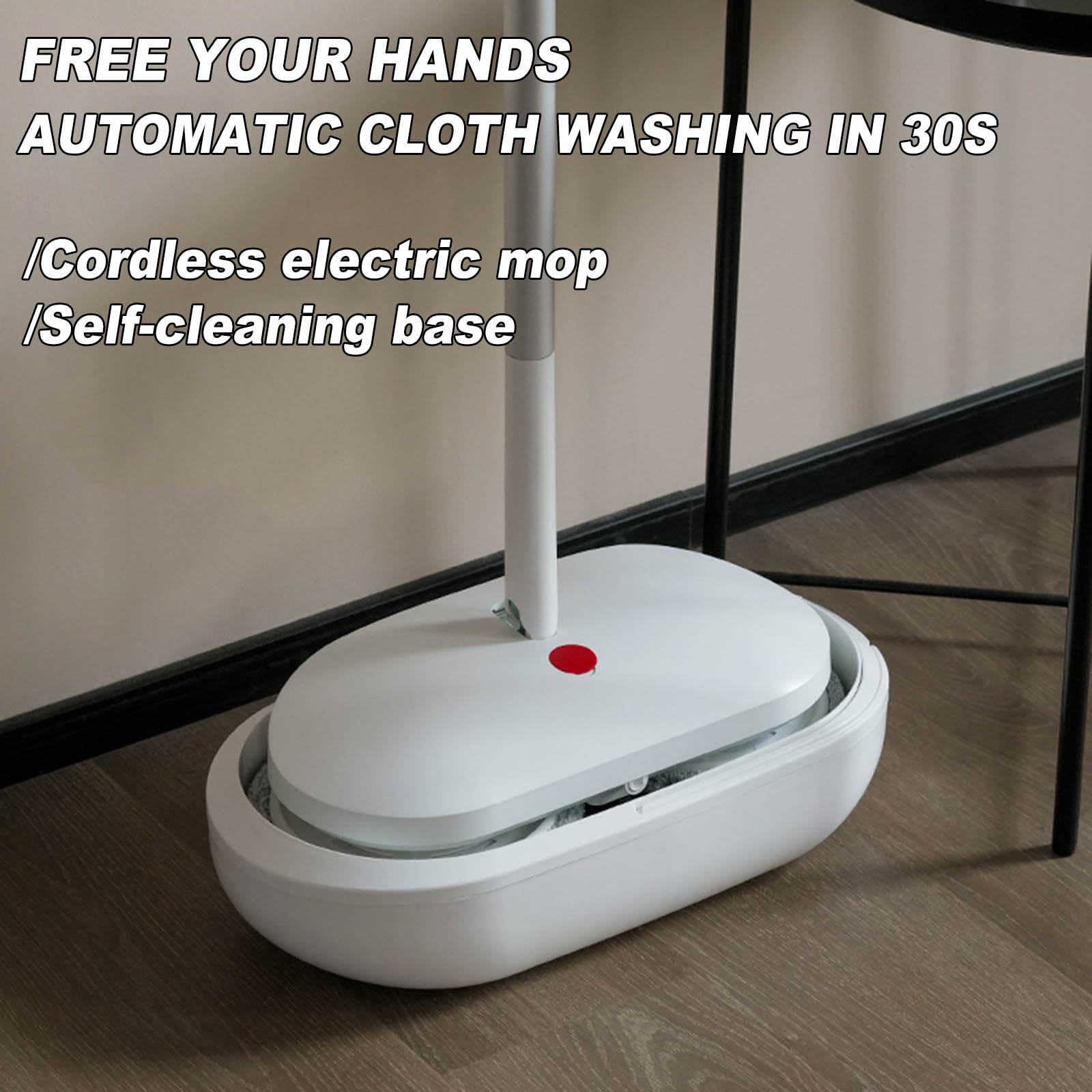 Bezprzewodowy elektryczny mop spinningowy, przenośny mop akumulatorowy, z 4 podkładkami do szorowania podłogowego/funkcją samoczyszczenia, do drewna, marmuru, płytek podłogowych