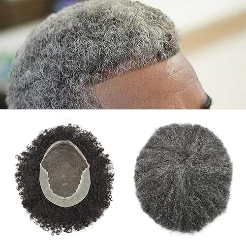 Afro Toupee para hombres negros, encaje frontal brasileño humano brasileño para hombre, sistema de reemplazo de tupé, cabello rizado afro, unidades