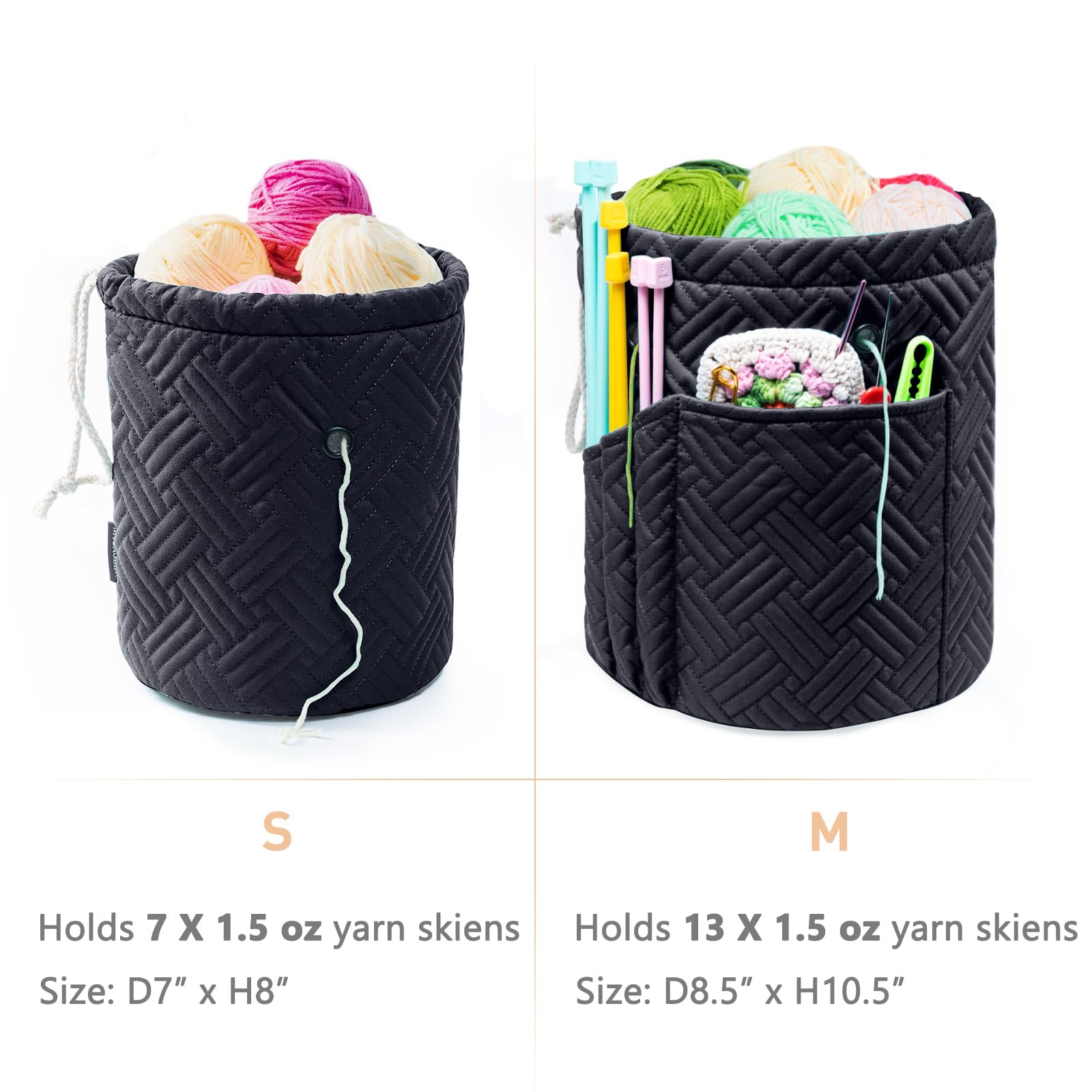 MYBAGZING Bolsa de Hilo, Organizador de Bolsas de Ganchillo pequeño, Bolsas de Almacenamiento de Hilo con cordón para Ganchillo, Bolsa de Tejer para Principiantes de Ganchillo, Soporte para Hilo,