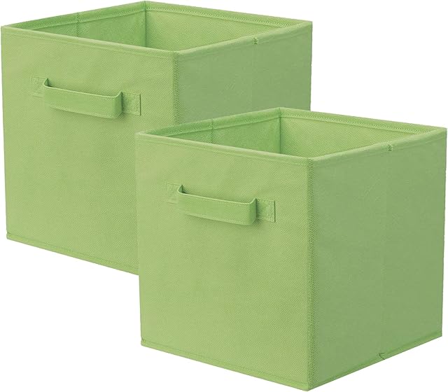 PowerKing Storage Bins, Foldable Fabric Storage Cubes And Cloth Storage Organizer Drawer For Closet And Toys Storage,2 PackGreen