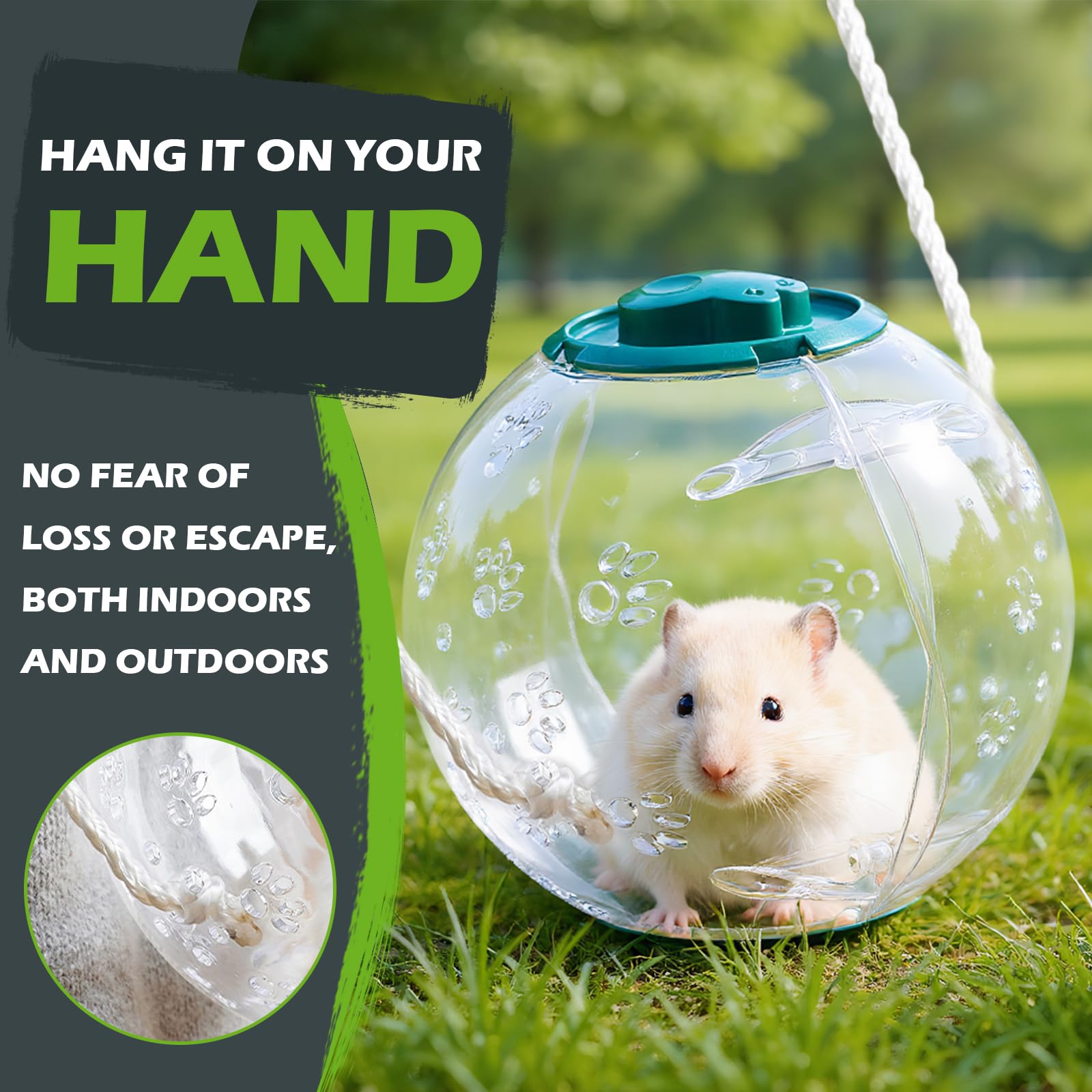 15 cm Palla per Criceto Palla da Corsa per Criceto Palle per Esercizio per Criceti Trasparente Jogging Ball in Plastica per Piccoli Animali Ruota di Corsa per Roditori, Nano Gerbilli (Verde)