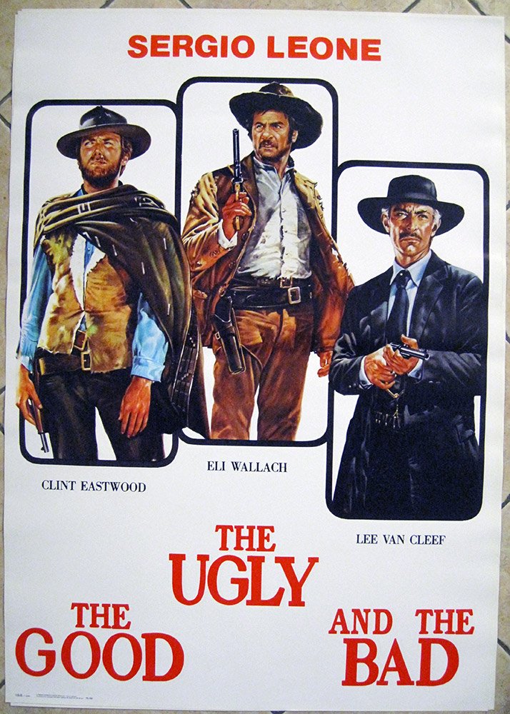 Affiche cinéma « Le Bon, la Brute et le Truand » Clint Eastwood, Sergio