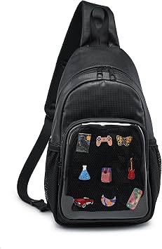 Sling Ita Bag Pin Display Adjustable Strap Chest Crossbody Bag Daily Use
