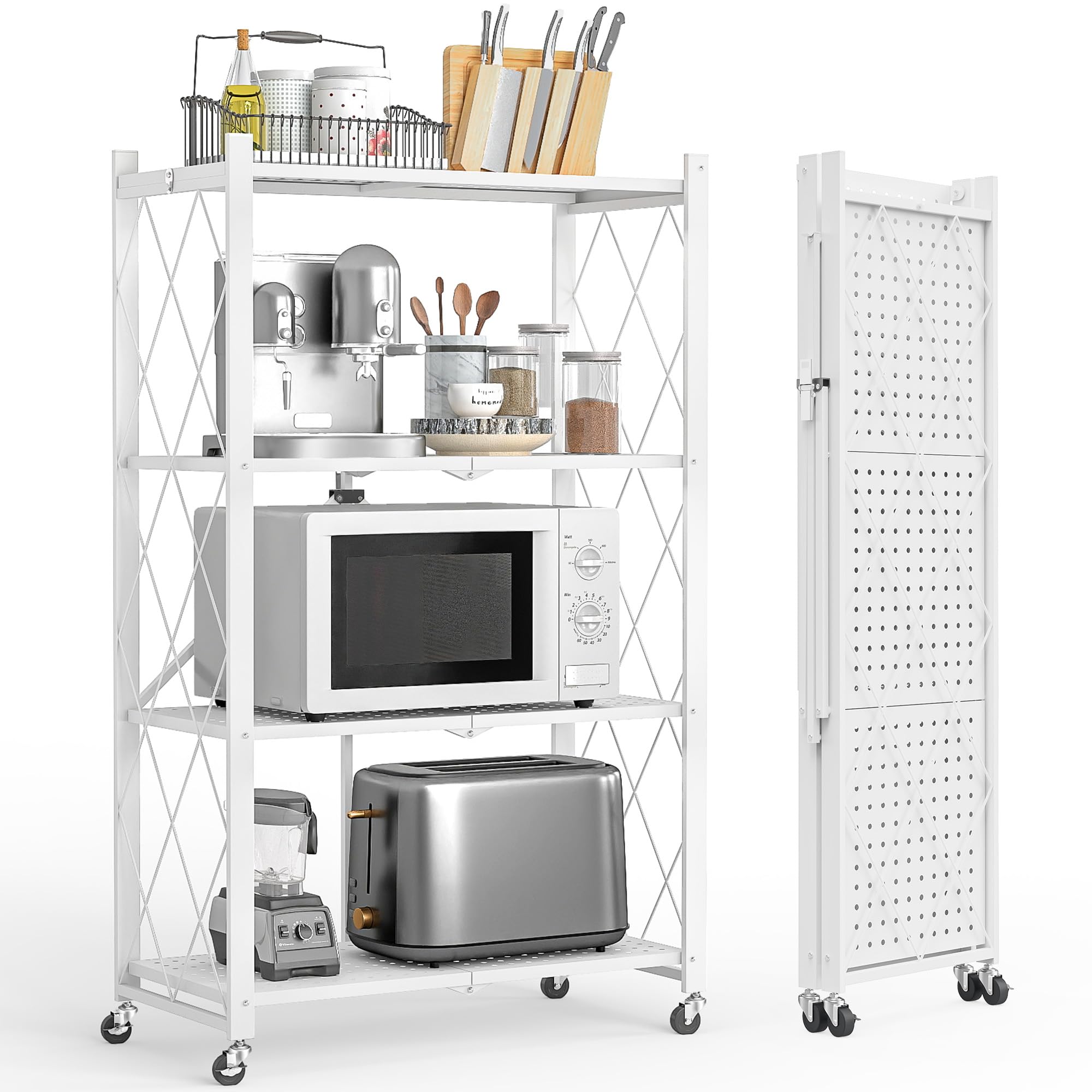 Amazon｜【驚異耐荷重の組み立て不要】メタル製ラック 折りたたみ式