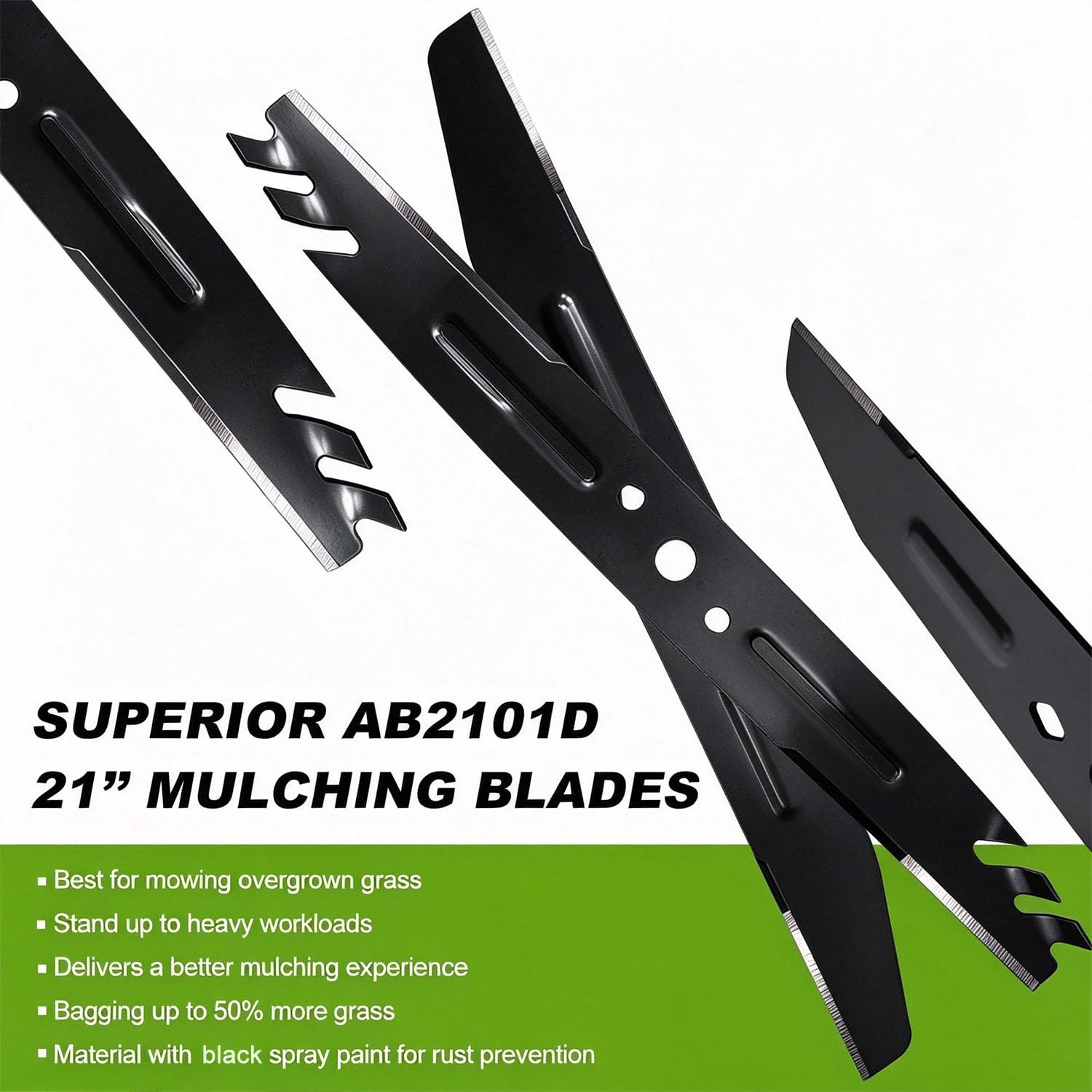AB2101D - Juego de cuchillas de repuesto para cortacésped EGO LM2156SP LM2135SP LM2130SP LM2150SP LM2133 LM2133 LM2130, hoja de mantillo de borde afilado