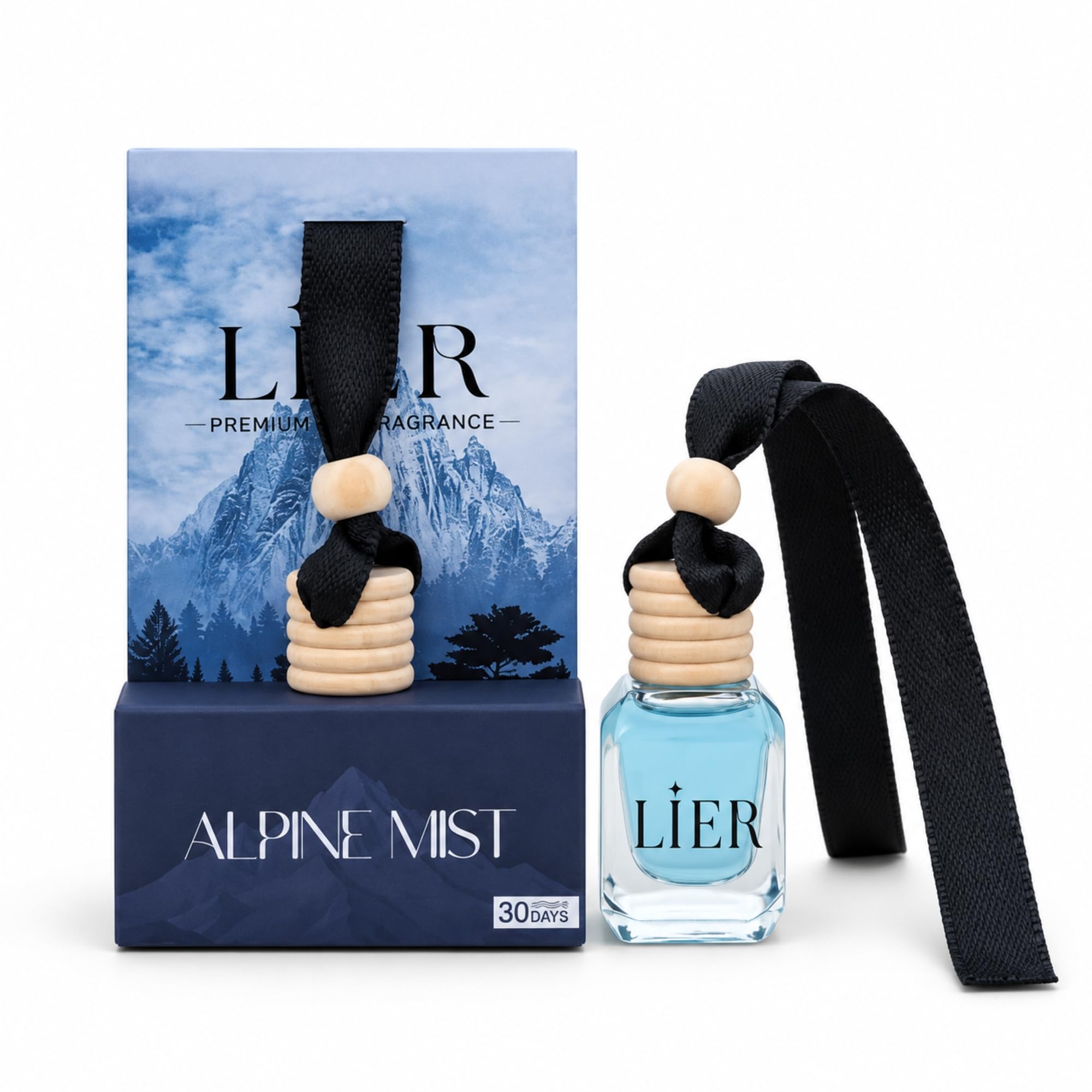 car hanging perfume 10ml set of 2 alpine mist & musk fragrance long lasting car air freshener glass bottle hanging diffuser leak proof fresh aroma for cars suv taxi truck travel (alpine mist)