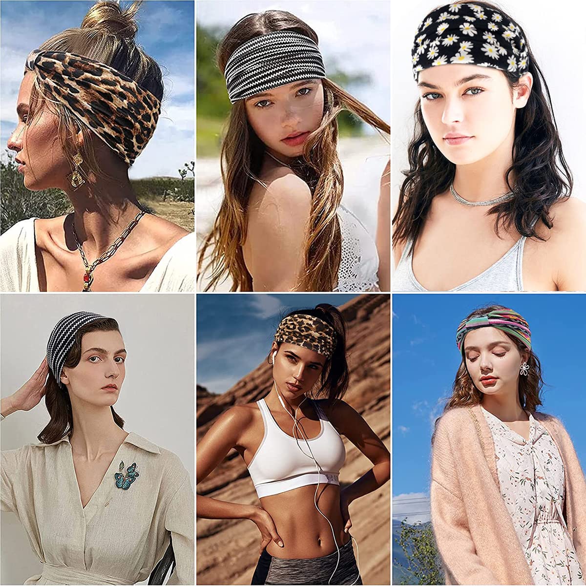 Set 3 Fasce Per Capelli Con Fiori A Margherita - Elastico Morbido Per Donne E Ragazze