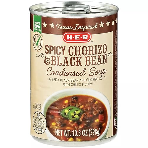HEB Sopa condensada de chorizo picante y frijoles negros inspirada en Texas 10.5 oz (298g) Paquete de 4