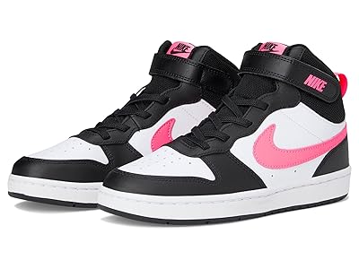 Nike Kids Court Borough Mid 2 (Little Kid) Kids Shoes Black/Sunset Pulse/White : 10.5 Little Kid M, Leather