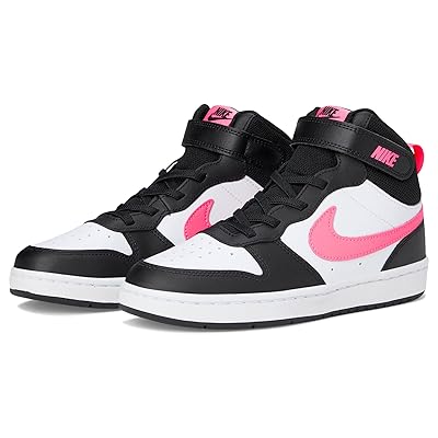Nike Kids Court Borough Mid 2 (Little Kid) Kids Shoes Black/Sunset Pulse/White