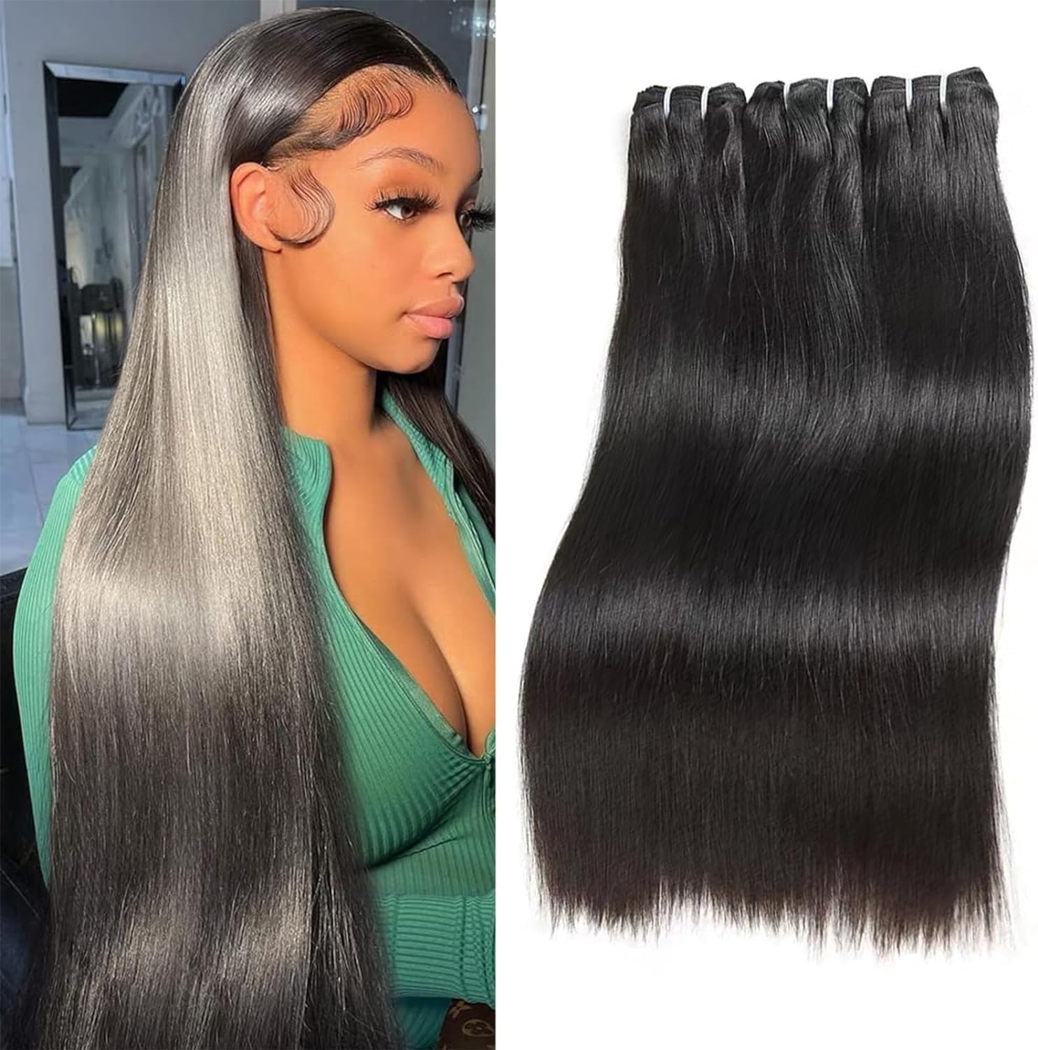 Brazilian Hair Bundles 3 Bundles 12 14 16 Inch 300g Brazilian Straight Human Hair Bundles 100% Unprocessed Weave Bundles Human Hair Natural Black Color