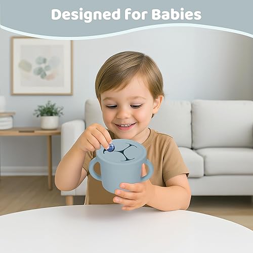 Miniatura 5 de Recipientes de silicona de grado alimenticio para aperitivos, recipientes de aperitivos con asas y tapa para niños pequeños (color 2) Color 2,Color