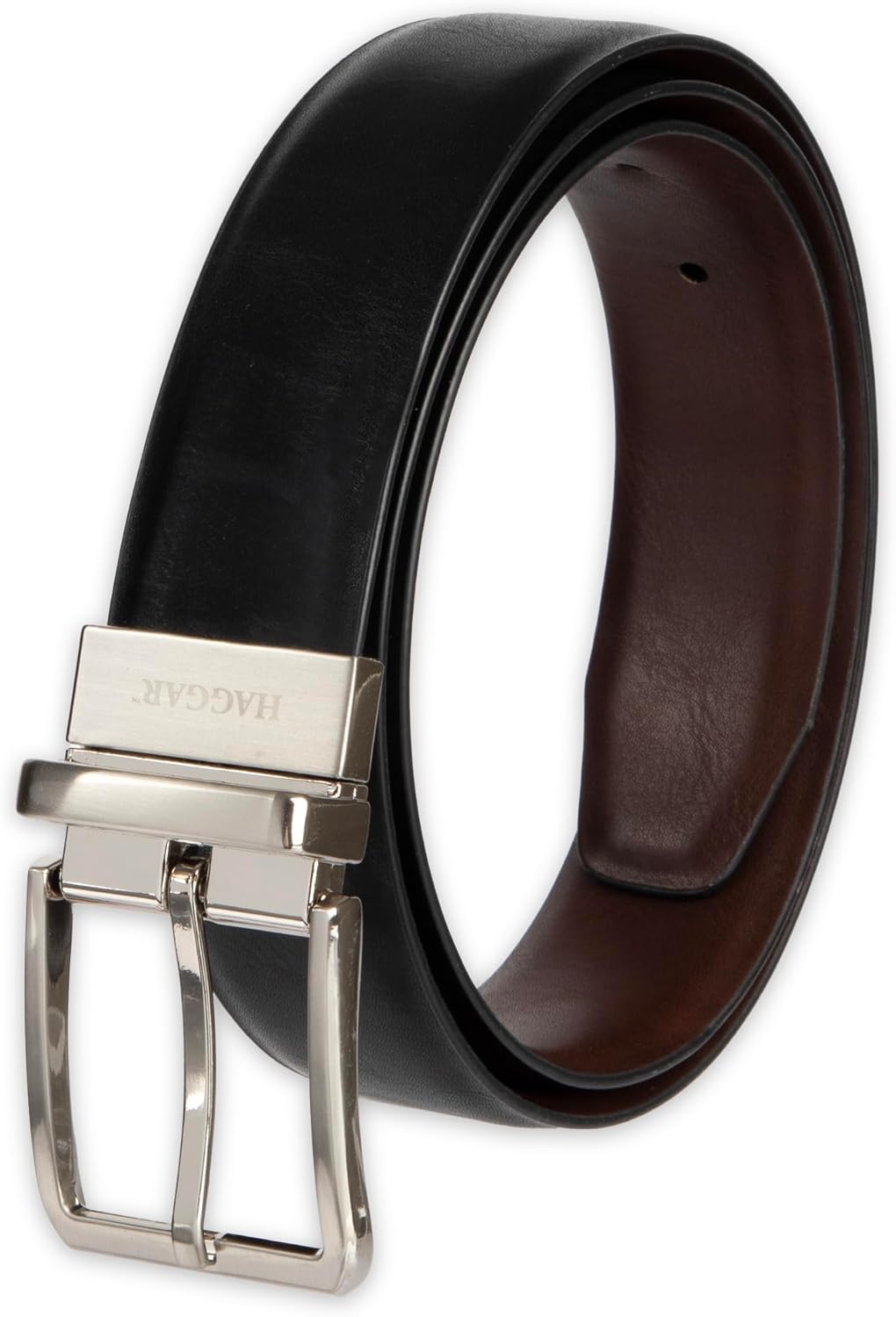 Haggar mens 2-in-1 Reversible Leather Belt for Dress Pants, Suits, Khakis - Classic, Business Casual, Formal, Work