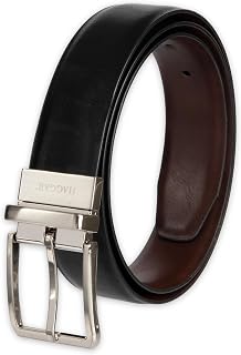 Haggar Men's 2-in-1 Reversible Stretch Leather Belt - Black/Brown Flip for Suits, Khakis, Business Casual Comfort