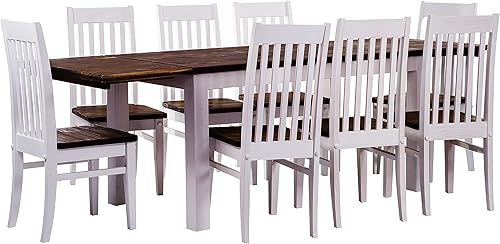 B.R.A.S.I.L.-Möbel TableChamp - Juego de mesa de comedor, sillas de Rio y ocho pinos con extensiones incluidas, color marrón oscuro, madera maciza, disponible en Yaxa Colombia