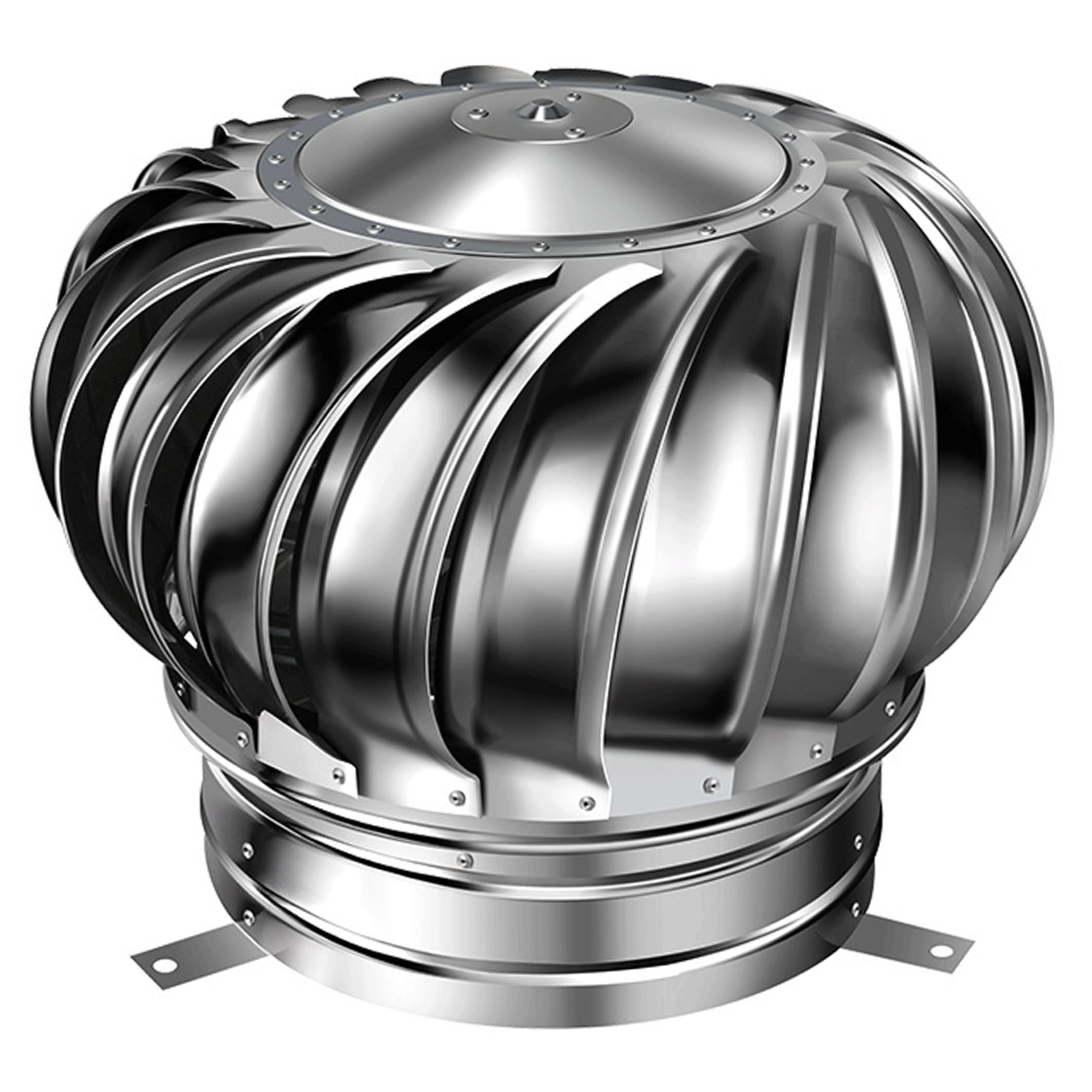 Turbina eólica de acero inoxidable de 300 mm con pies de montaje para ventilación de contenedores