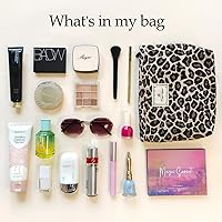 Vista 4 de Bolsas de cosméticos con flores STARDW, bolsas de maquillaje para mujeres y niñas, bolsa de maquillaje de viaje de gran capacidad de lona, bolsa