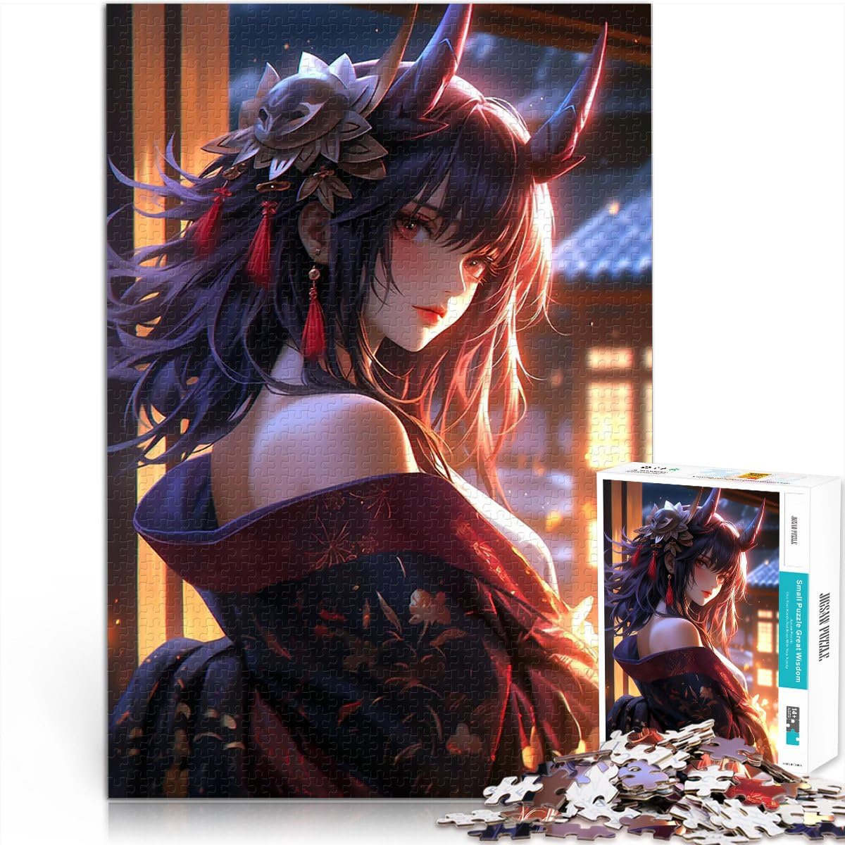 2000 Piece Jigsaw Puzzles for teenagers Demon Samurai Girl Präzisionsschnitt mit passendem Poster und Quizblatt70x100cm — image 1