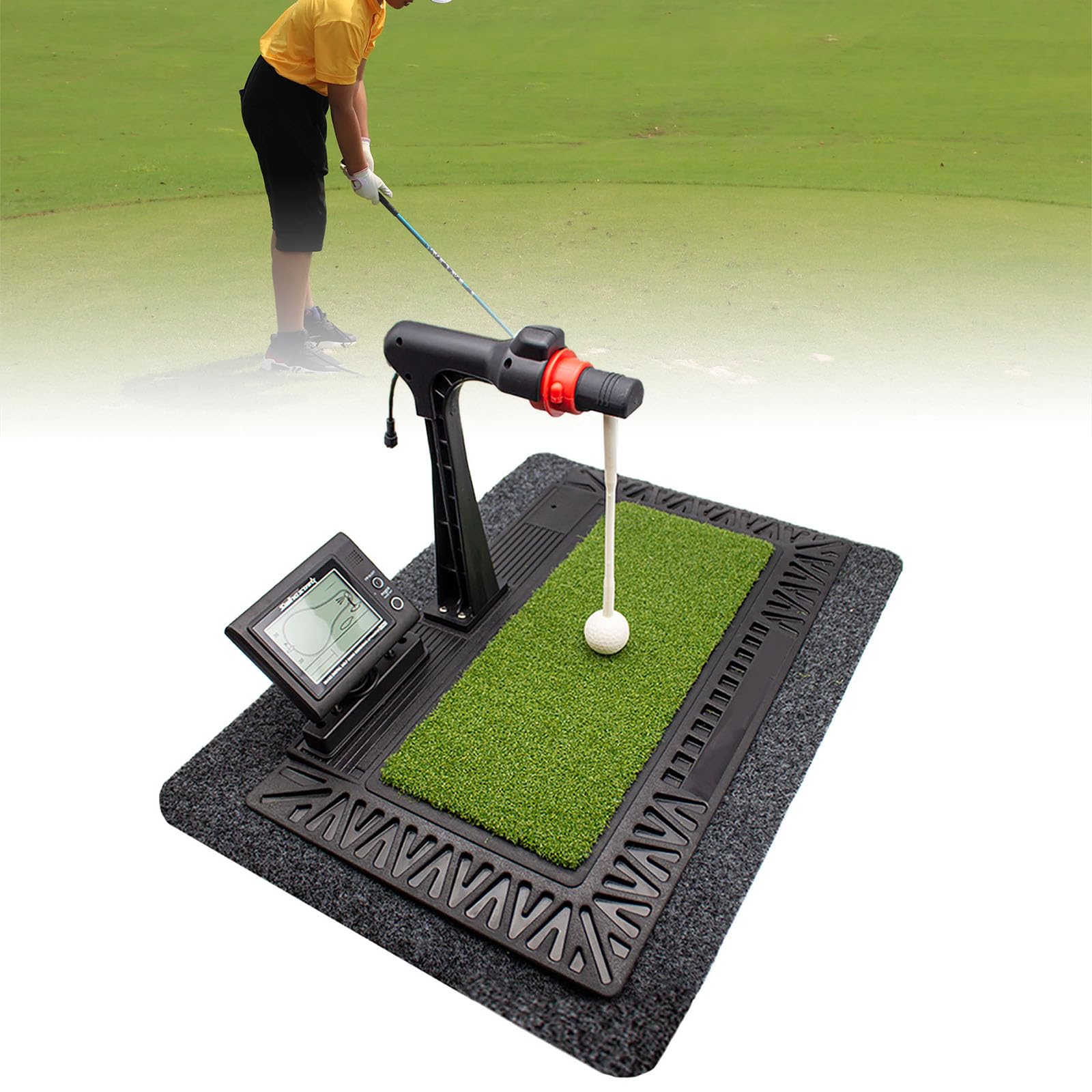 トレーニング用ゴルフマット デジタル表示 Golf Style ゴルフマット 大型 練習 傾斜 100×100cm PGAプロと