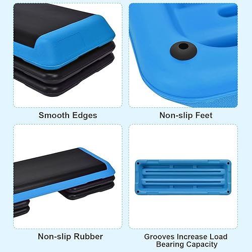 Miniatura 4 de goplus 43" Plataforma ajustable para fitness Step para Aerobic Stepper 4"6"8" superficie antiadherente con elevadores