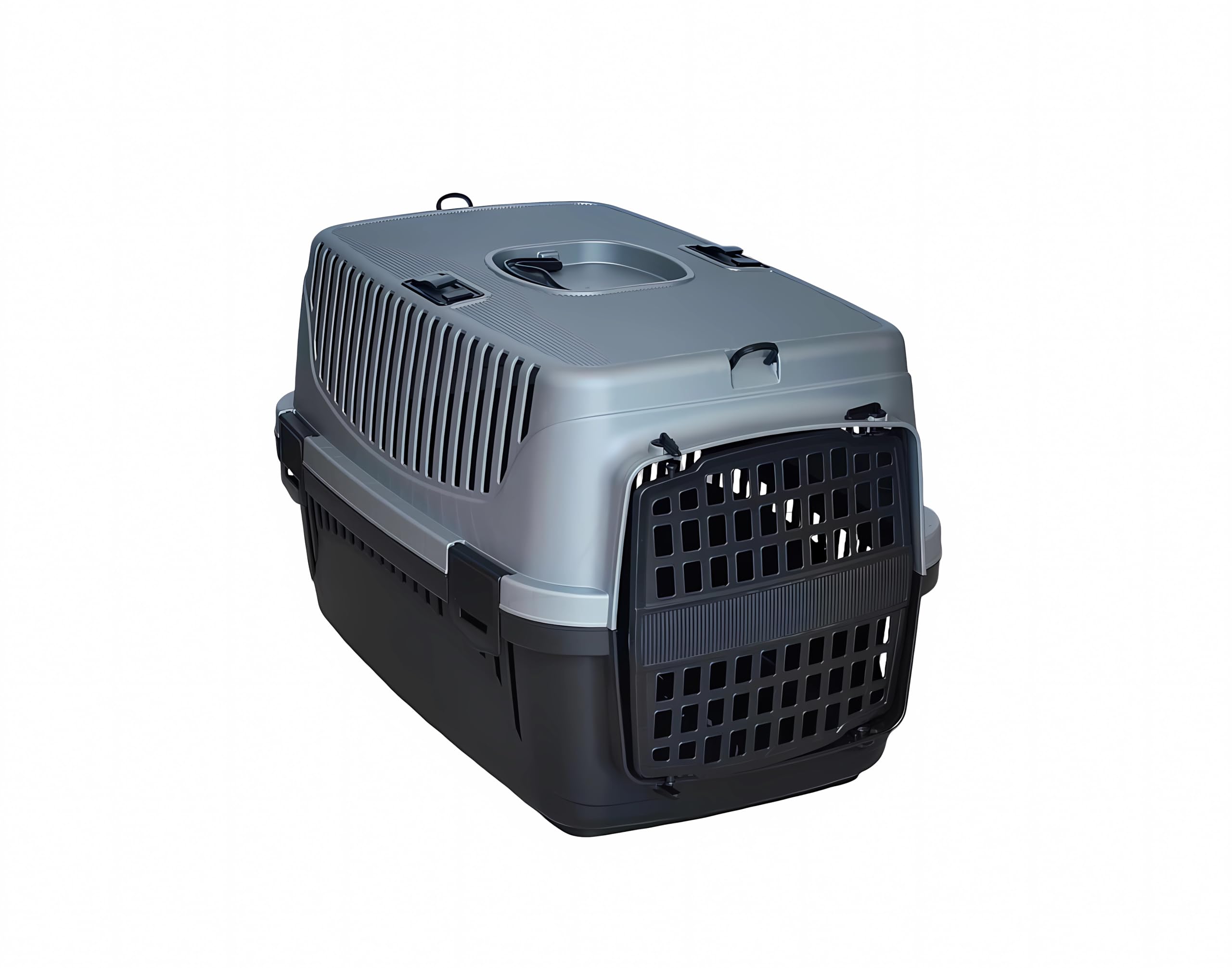 Trasportino Animale Domestico Max 6Kg. Cane Gatto con Porta in Plastica Adatto per Cinture Sicurezza Auto Ganci per Tracolla 48x32x30 cm