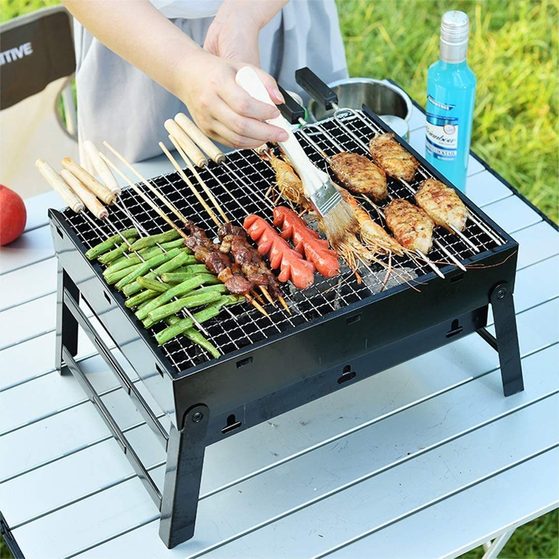 Grill Ogrodowy Grill Na Węgiel Drzewny Kuchenka Do Grillowania Domowy Składany Przenośny Grill Zestnarzędzi Do Grillowania