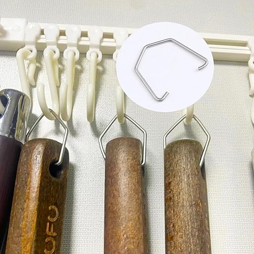 Miniatura 5 de Paquete de 10 cucharas de madera con mango de gancho para añadir anillo de salto, ganchos colgantes para cocina, juego de utensilios de cocina de