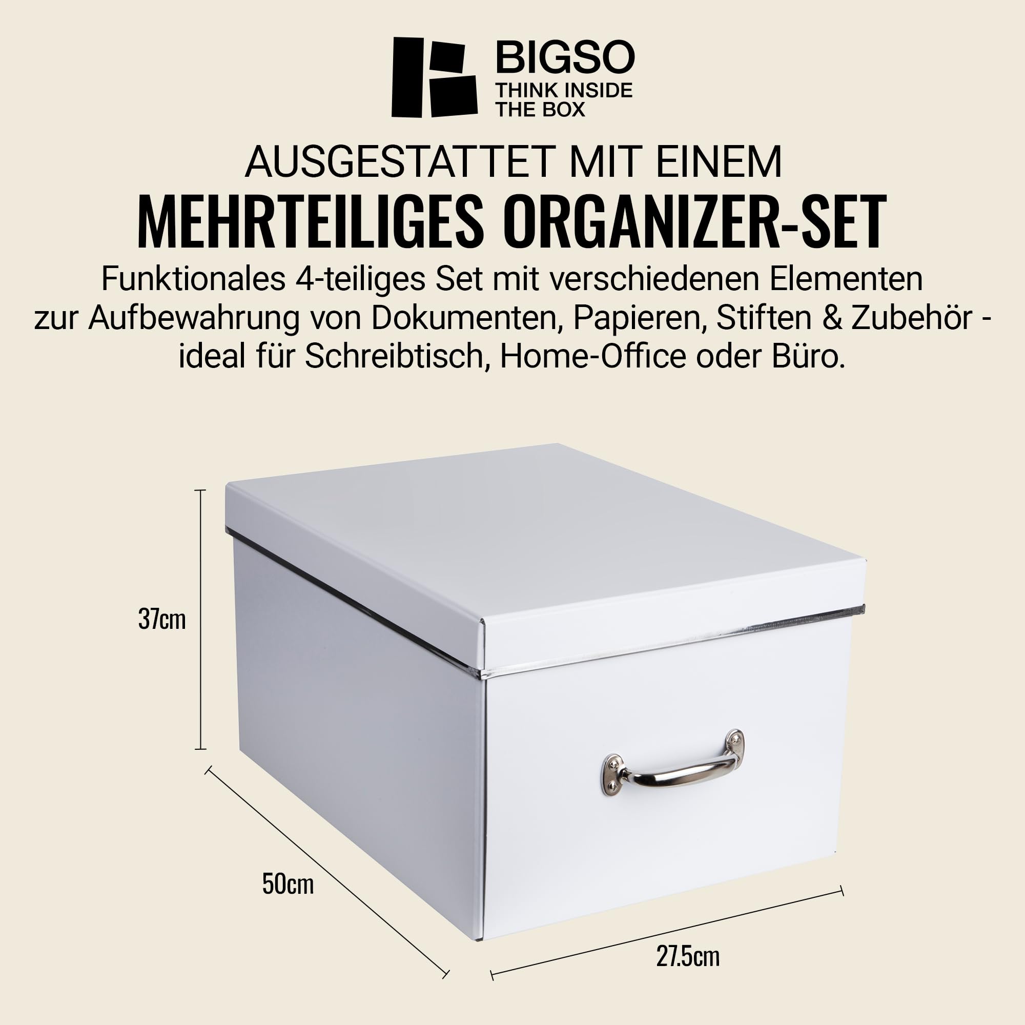 BIGSO ENGLA Weihnachtsbox für Christbaumkugeln – Aufbewahrungsbox mit Deckel und 2 Einsätzen – Organizer aus Faserplatte und Papier – weiß