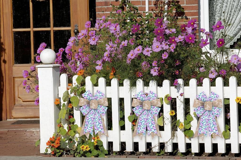 ALIBBON 2Pcs Spring Bows for Wreaths, Spring Wreath Bows, Lavender Purple Butterfly Bows for Crafts, Spring Decor, Spring Flower Flaxen Burlap Bows for Wreath Indoor Outdoor Window Decorations - Image 4