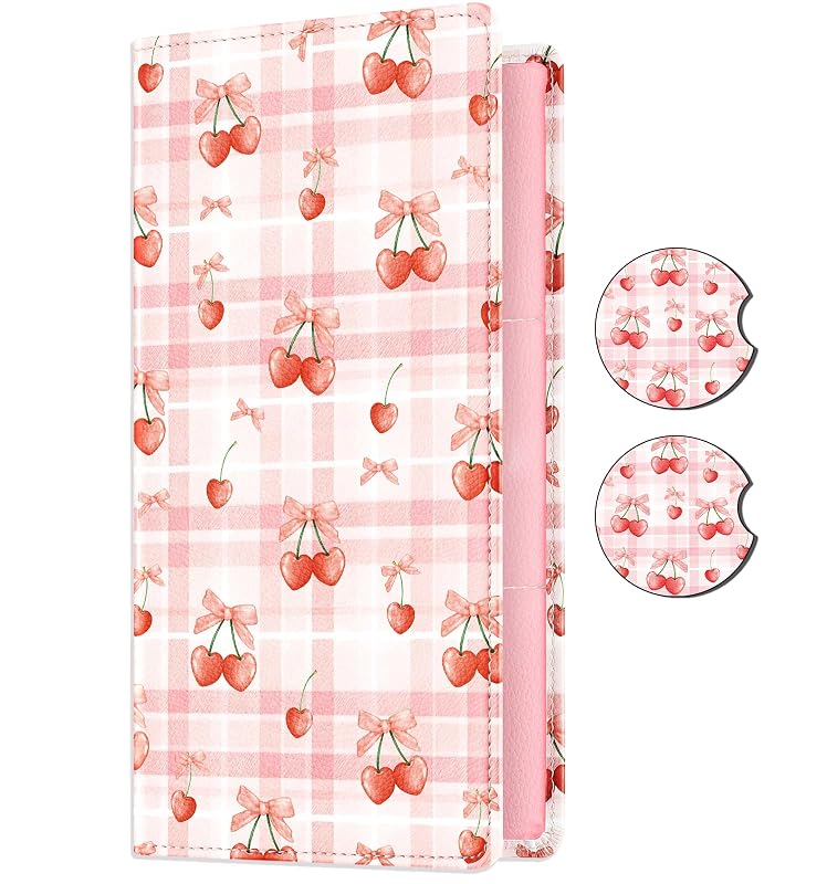 Organizador de Documentos para Carro Slohif com Fechamento Magnético, Pink Cherry e 2 Porta-Copos
