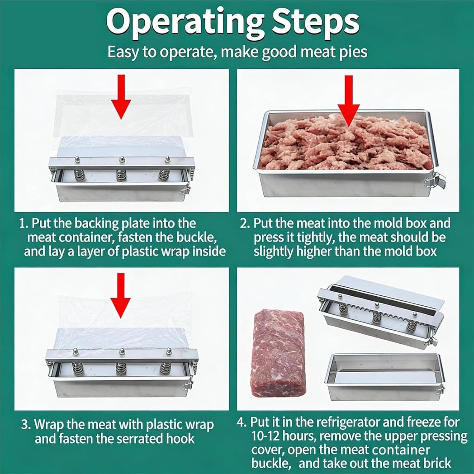 Herramienta de prensa de carne para cocinar en la cocina, máquina formadora de carne de acero inoxidable para uso comercial y doméstico