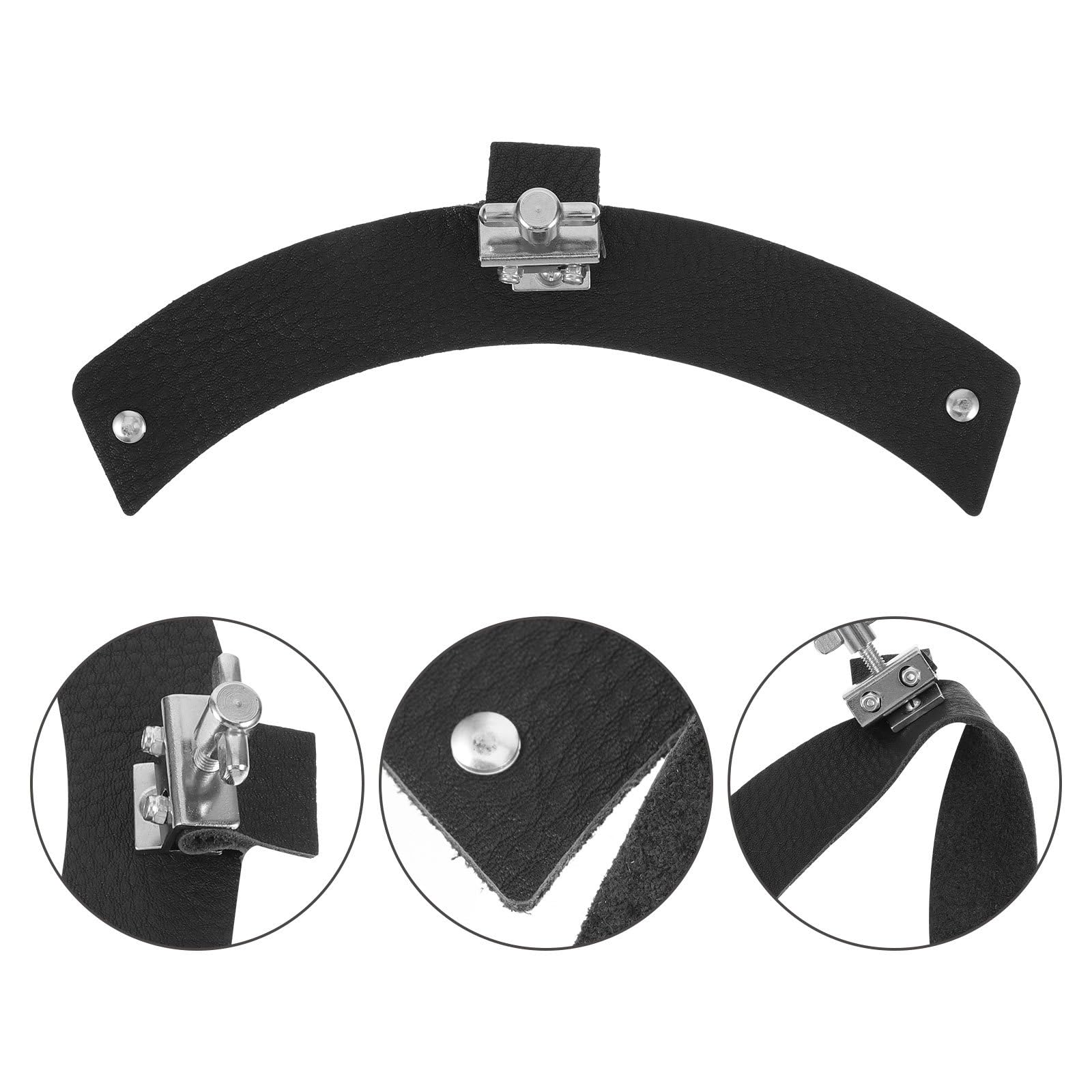 Amortisseur de Tambour en Cuir Noir Contrôle de Tonalité, Facile à Installer, Accessoire pour Batterie Acoustique et Percussion