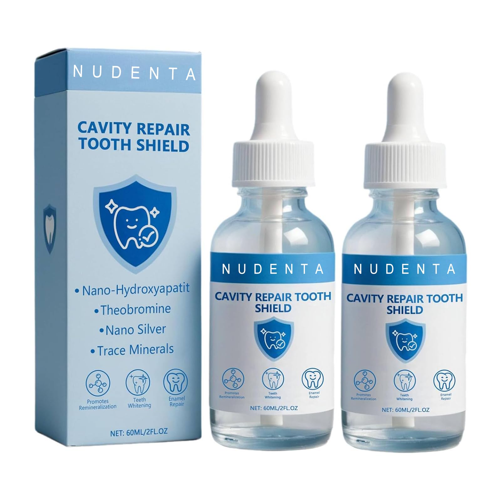 Nudenta Odontic Repair, Cavity Healing Tooth Armor Liquid, Nano Hydroxyapatite Remineralization Complex for Cavity Repair, Teeth Whitening with