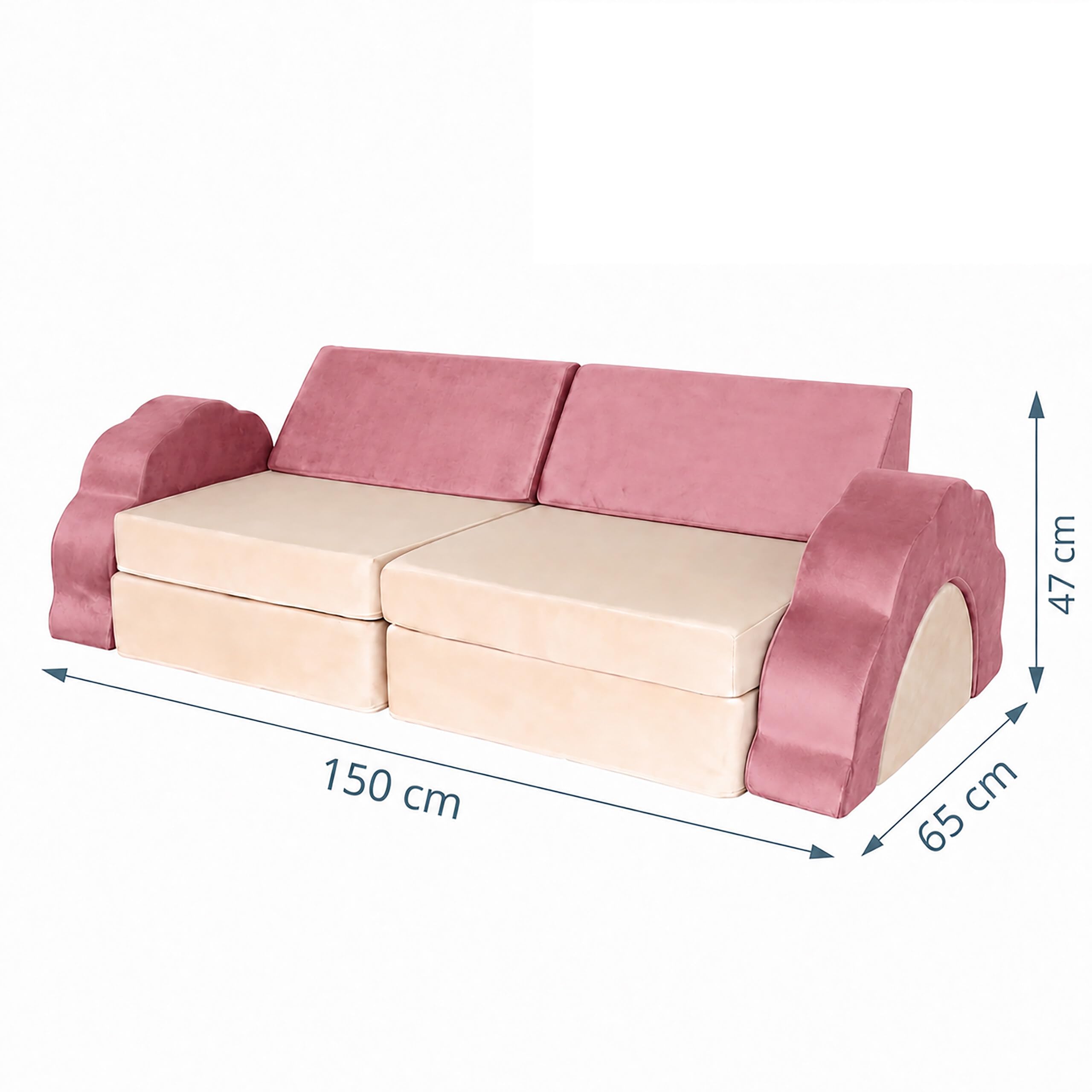Relaxdays modułowa sofa do zabawy, 10 el., miękkie klocki, różowa