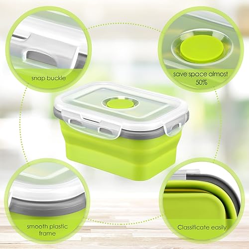 Miniatura 3 de 8 recipientes pequeños de silicona plegables de almacenamiento de alimentos con tapas herméticas apilables de silicona para preparar comidas para